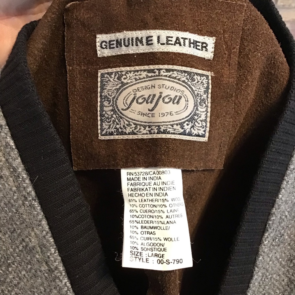 JOU JOU Women's Vintage Patchwork Brown Suede Gray Button-Up Vest L - Picture 6 of 6